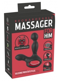 Черный вибромассажер простаты с нагревом и ротацией Prostate Plug - 14,5 см. - Orion - в Керчи купить с доставкой