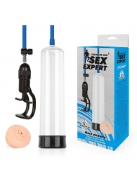 Прозрачная вакуумная помпа Sex Expert с насадкой-вагиной - Sex Expert - в Керчи купить с доставкой