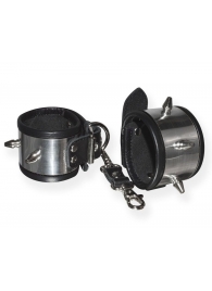 Серебристо-черные наручники с шипами и металлическим блеском - Sitabella - купить с доставкой в Керчи