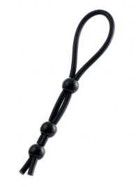 Черное лассо на пенис с тремя бусинами - A-toys - в Керчи купить с доставкой