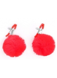 Зажимы для сосков с красным пушком - Notabu - купить с доставкой в Керчи