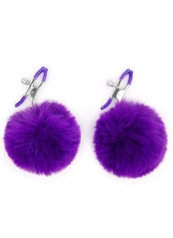 Зажимы для сосков с фиолетовым пушком - Notabu - купить с доставкой в Керчи