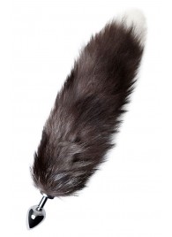 Серебристая металлическая анальная втулка с хвостом чернобурой лисы - размер S - ToyFa - купить с доставкой в Керчи