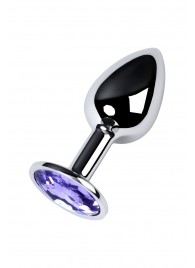 Серебристая конусовидная анальная пробка с фиолетовым кристаллом - 7 см. - ToyFa - купить с доставкой в Керчи