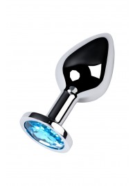 Серебристая конусовидная анальная пробка с голубым кристаллом - 8 см. - ToyFa - купить с доставкой в Керчи