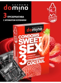Презервативы для орального секса DOMINO Sweet Sex с ароматом клубничного коктейля  - 3 шт. - Domino - купить с доставкой в Керчи