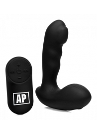 Черный стимулятор простаты Alpha-Pro 7X P-Milker Silicone Prostate Stimulator with Milking Bead - XR Brands - в Керчи купить с доставкой