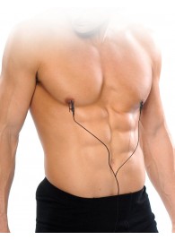 Черные электрические зажимы для сосков Shock Therapy Nipple Clamps - Pipedream - купить с доставкой в Керчи