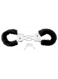 Меховые чёрные наручники Beginner s Furry Cuffs - Pipedream - купить с доставкой в Керчи