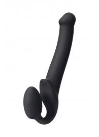 Черный безремневой страпон Silicone Bendable Strap-On M - Strap-on-me - купить с доставкой в Керчи
