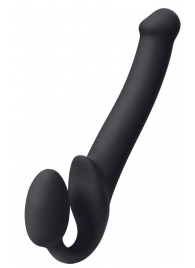 Черный безремневой страпон Silicone Bendable Strap-On M - Strap-on-me - купить с доставкой в Керчи