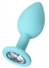 Мятная анальная пробка с прозрачным кристаллом Brilliant - 7 см. - ToyFa - купить с доставкой в Керчи