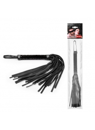 Черная гладкая плеть-флоггер с ручкой - 40 см. - Notabu - купить с доставкой в Керчи