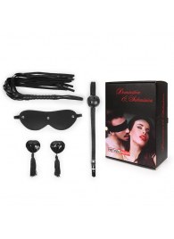 Эротический набор в черном цвете: маска, кляп, пэстисы, плётка - Notabu - купить с доставкой в Керчи