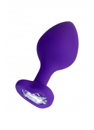 Фиолетовая анальная втулка Diamond Heart с прозрачным кристаллом - 8 см. - ToyFa - купить с доставкой в Керчи