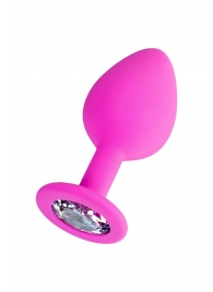 Розовая анальная втулка Brilliant с прозрачным кристаллом - 8 см. - ToyFa - купить с доставкой в Керчи