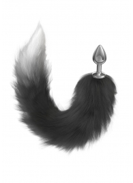 Серебристая анальная пробка с черным хвостом Galaxy - Lola Games - купить с доставкой в Керчи