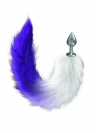 Серебристая анальная пробка с фиолетовым хвостом Galaxy - Lola Games - купить с доставкой в Керчи