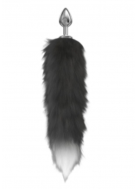 Серебристая анальная пробка с черным хвостом Starlit - Lola Games - купить с доставкой в Керчи