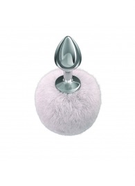 Серебристая анальная пробка с белым пушистым хвостиком Twinkle - Lola Games - купить с доставкой в Керчи