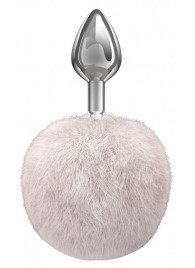 Серебристая анальная пробка с белым пушистым хвостиком Twinkle - Lola Games - купить с доставкой в Керчи