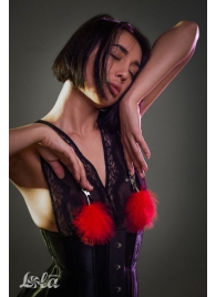 Зажимы на соски с красным пухом Euphoric - Lola Games - купить с доставкой в Керчи