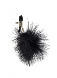 Зажимы на соски с черным пухом Euphoric - Lola Games - купить с доставкой в Керчи