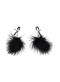 Зажимы на соски с черным пухом Euphoric - Lola Games - купить с доставкой в Керчи