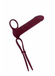 Бордовая вибронасадка для двойного проникновения Rori - 17 см. - Lola Games - купить с доставкой в Керчи