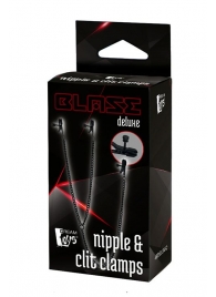 Черные зажимы на соски и клитор на цепочке DELUXE NIPPLE   CLIT CLAMPS - Dream Toys - купить с доставкой в Керчи