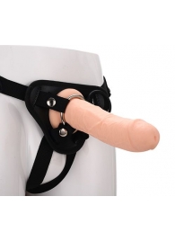 Черные трусики с телесной насадкой STRAP ON REAL DILDO - 21 см. - Dream Toys - купить с доставкой в Керчи