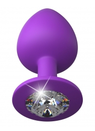 Фиолетовая анальная пробка со стразом Her Little Gem Large Plug - 9,5 см. - Pipedream - купить с доставкой в Керчи
