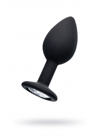 Черная анальная втулка с прозрачным стразом - 7,2 см. - POPO Pleasure - купить с доставкой в Керчи