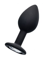 Черная анальная втулка с прозрачным стразом - 7,2 см. - POPO Pleasure - купить с доставкой в Керчи