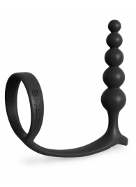 Черная анальная цепочка с эрекционным кольцом Ass-gasm Cockring Anal Beads - Pipedream - в Керчи купить с доставкой