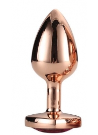 Золотистая анальная втулка с кристаллом-сердечком розового цвета - 7,1 см. - Dream Toys - купить с доставкой в Керчи