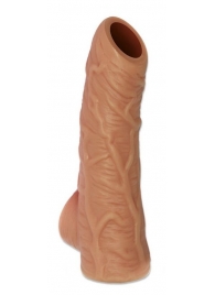 Телесная открытая насадка-реалистик с подхватом мошонки Nude Sleeve L - 14 см. - KOKOS - в Керчи купить с доставкой