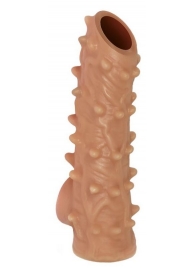 Телесная насадка с шипами и открытой головкой Nude Sleeve L - 14 см. - KOKOS - в Керчи купить с доставкой