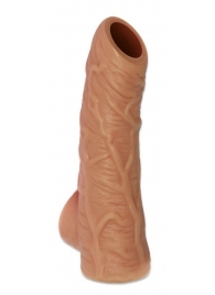 Телесная открытая насадка-реалистик с подхватом мошонки Nude Sleeve S - 10 см. - KOKOS - в Керчи купить с доставкой