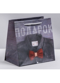 Ламинированный квадратный пакет «Мужской стиль» - 14 х 14 х 9 см. - Сима-Ленд - купить с доставкой в Керчи