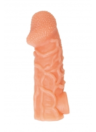 Телесная закрытая насадка с венками Cock Sleeve Size M - 15,6 см. - KOKOS - в Керчи купить с доставкой