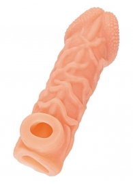 Телесная закрытая насадка с венками Cock Sleeve Size L - 17,6 см. - KOKOS - в Керчи купить с доставкой