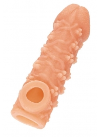 Телесная закрытая насадка с пучками шишечек Cock Sleeve Size L - 17,6 см. - KOKOS - в Керчи купить с доставкой