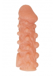 Телесная закрытая насадка с шариками Cock Sleeve Size M - 15,6 см. - KOKOS - в Керчи купить с доставкой