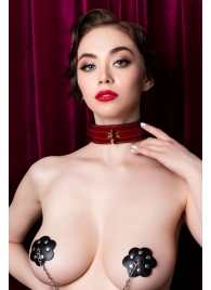 Красный ошейник из лакированного материала - ToyFa - купить с доставкой в Керчи