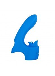 Синяя вибронасадка на палец с подвижным язычком Flick It - Gender X