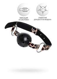 Черный кляп-шар на леопардовых ремешках Anonymo - ToyFa - купить с доставкой в Керчи