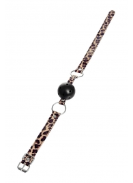 Черный кляп-шар на леопардовых ремешках Anonymo - ToyFa - купить с доставкой в Керчи