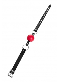 Красный кляп-шар на черных ремешках - ToyFa - купить с доставкой в Керчи