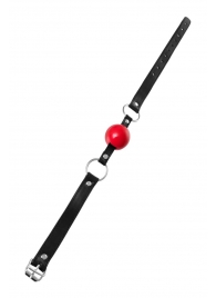 Красный кляп-шар на черных ремешках Anonymo - ToyFa - купить с доставкой в Керчи